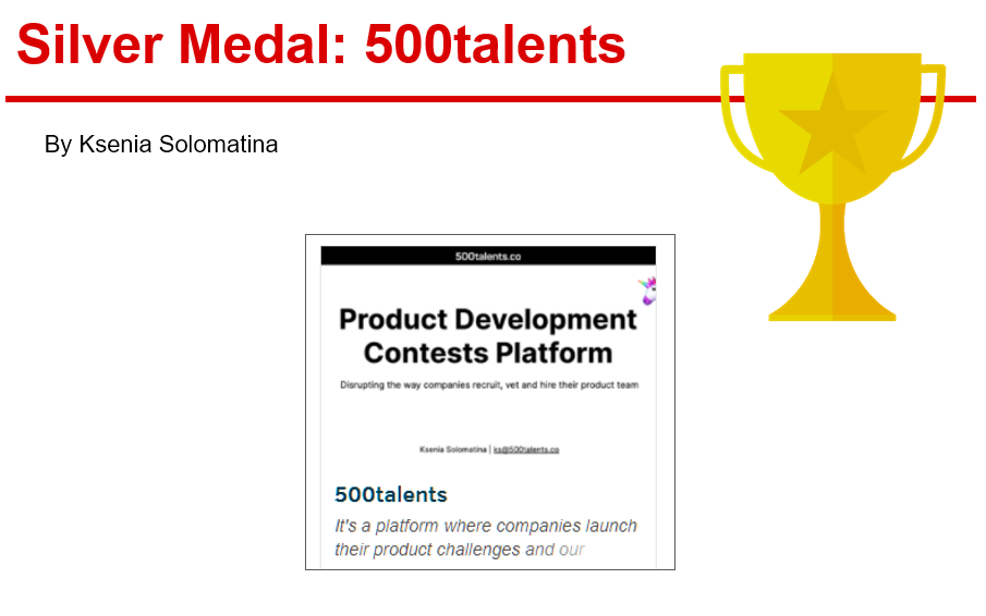 HR Hackathon November 2020 Ausgabe, 2. Platz der Kategorie "improve existing prototype": 500talents