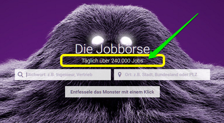 Monster.de mit 240.000 Jobs online