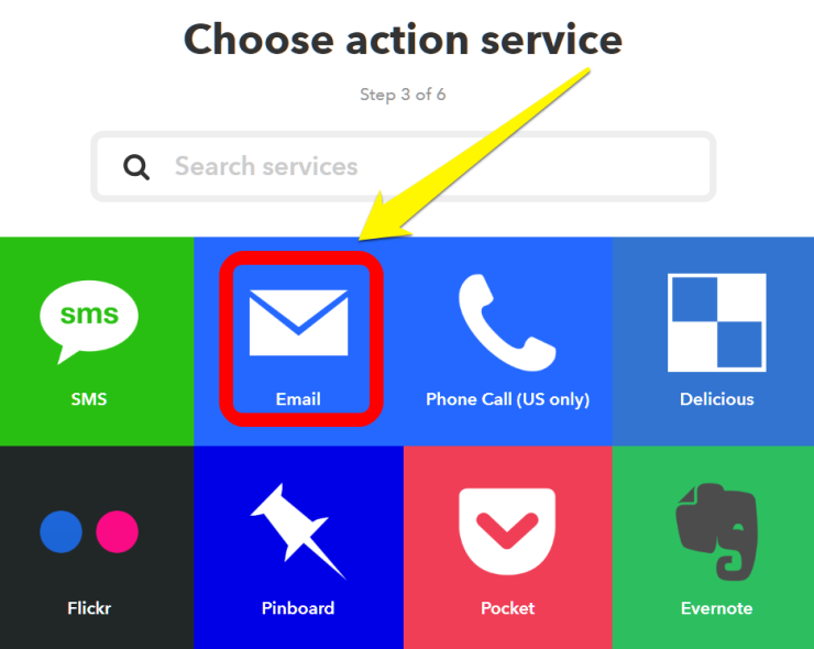 IFTTT-choose-action-email